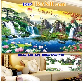 Tranh gắn đá lưu thủy sinh tài